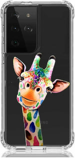 Huiycuu For Galaxy S21 Ultra 6 9 Case Shockproof Anti Slip Cute Rose Giraffe