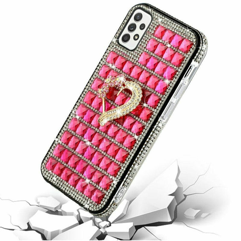 For Samsung Galaxy A52 5G Trendy Fashion Design Hybrid Case Cover Heart On Pink