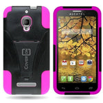 For Alcatel One Touch Fierce 7024W Case Silicone Rubber Hybrid Cover Black Pink