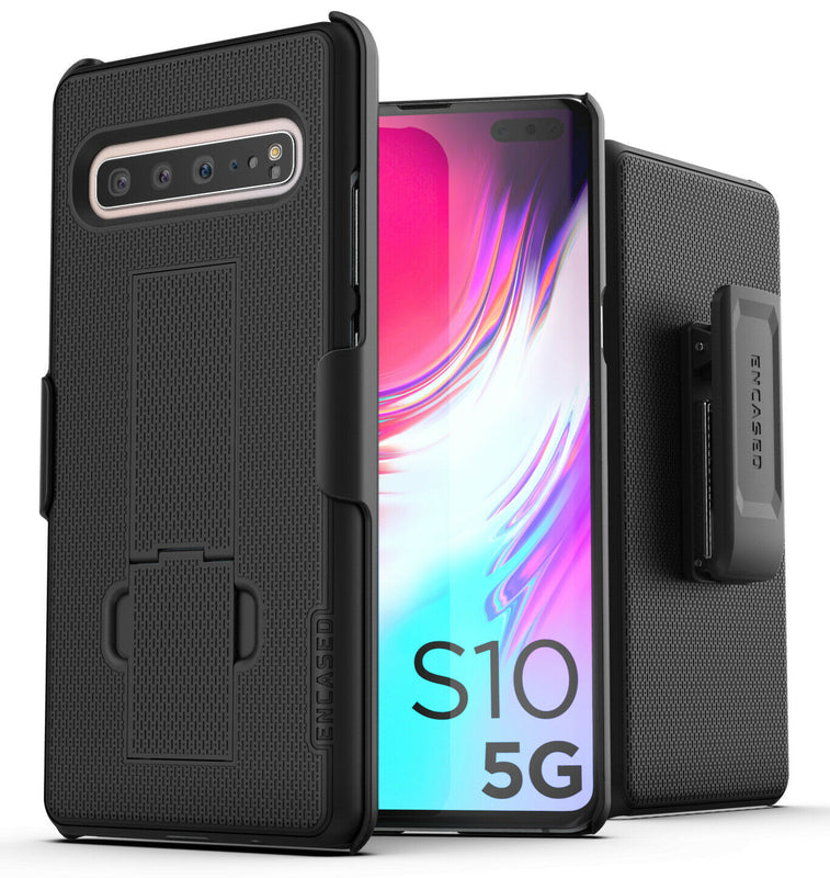 For Samsung Galaxy S10 5G Belt Clip Case Slim Cover With Holster Black