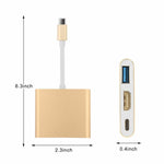 Type C Usb 3 1 Usb C 4K Hdmi Usb 3 0 Adapter Cable 3 In 1 Hub For Macbook Gold