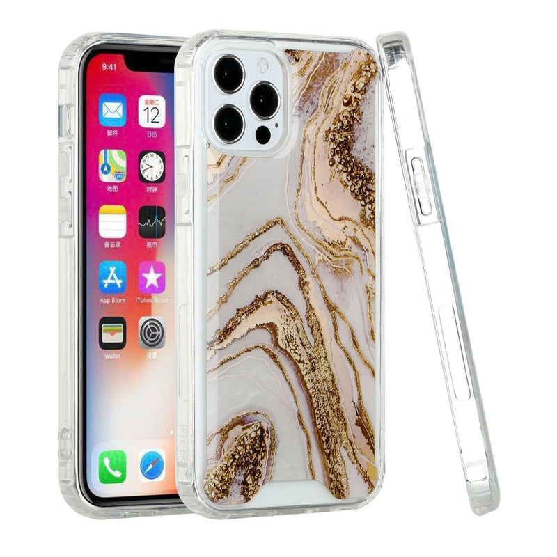 For Iphone 12 Pro Max 6 7 Vogue Epoxy Glitter Hybrid Case Cover Marble E