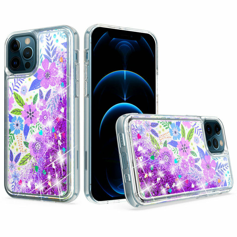 For Apple Iphone 11 Pro Max Xs Max Liquid Quicksand Glitter Flower