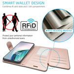 Rose Gold Rfid Blocking Pu Leather Card Cover Wallet Phone Case For Oneplus 9