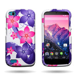 Hard Cover Protector Case For Blu Life Play Pink Purple Hibiscus