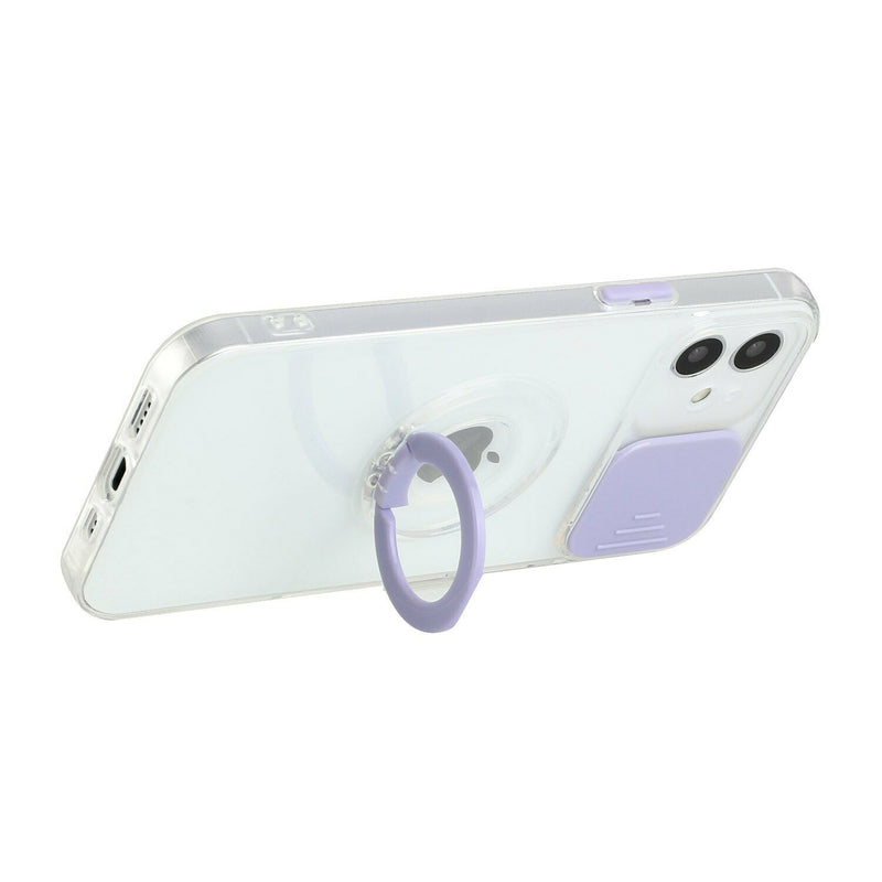 For Iphone 12 Slick 2 0Mm Thick Tpu Ring Stand Camera Window Case Cover Purple