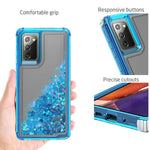 For Samsung Galaxy Note 20 Case Liquid Glitter Clear Blue Frame Phone Cover