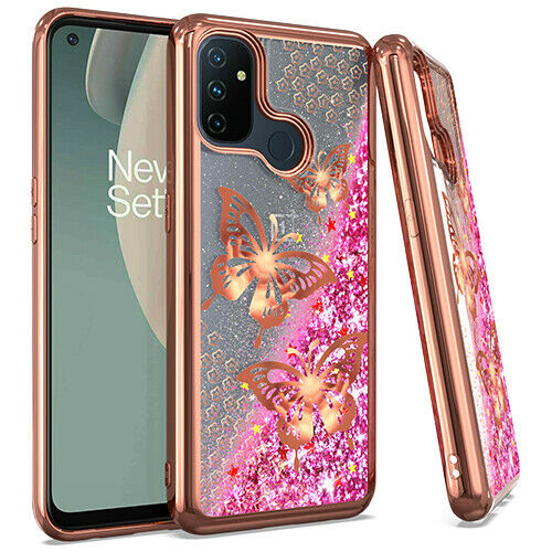 Oneplus Nord N100 Chrome Glitter Motion Butterfly Rose Gold