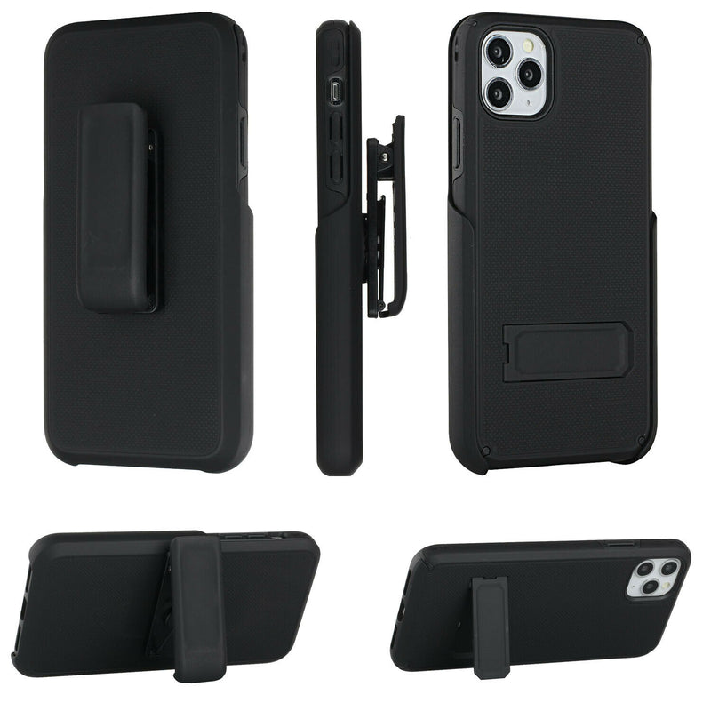 For Apple Iphone 11 Pro Max Xi6 5 Weave Holster Clip Kickstand Card Holder Black