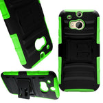 For Htc One M8 Stand Neon Green Black Hard Soft Case Belt Clip Holster Cover