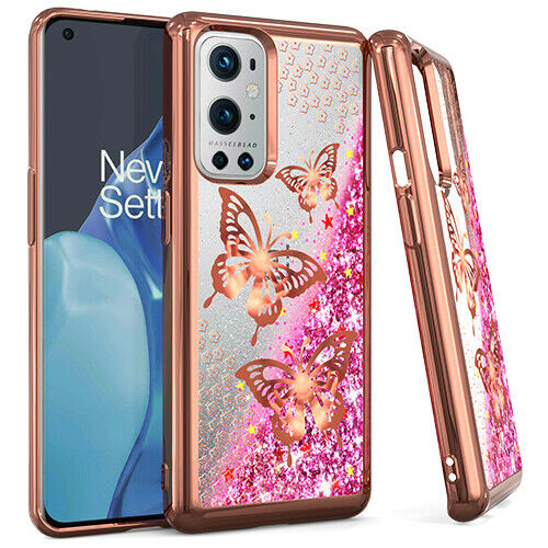 Oneplus 9 Pro Chrome Glitter Motion Butterfly Rose Gold