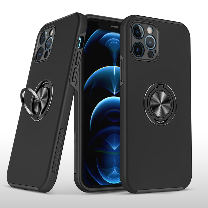 For Apple Iphone Xr Chief Oil Painted Magnetic Ring Stand Case Cover Black
