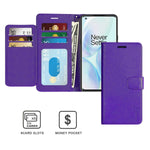Purple Rfid Blocking Pu Leather Card Cover Wallet Phone Case For Oneplus 8 Pro