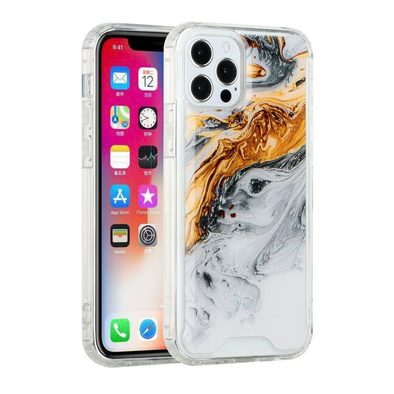 For Apple Iphone Xr Vogue Epoxy Glitter Hybrid Case Cover Marble C
