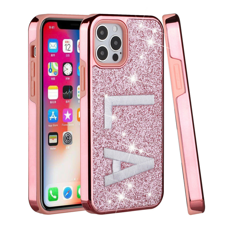 For Apple Iphone Se2 2020 8 7 Embroidery Bling Glitter Chrome Case La On Pink