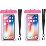 2X Universal Waterproof Phone Case With Neck Strap For Devices Up To 6 In Pink