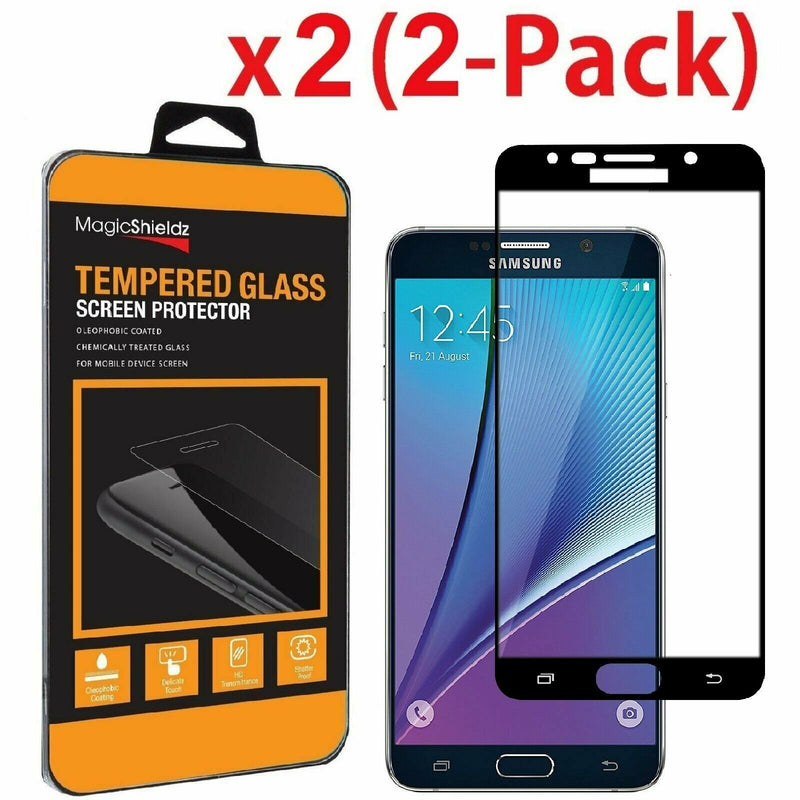 2 Pack For Samsung Galaxy Note 5 Full Cover Tempered Glass Screen Protector