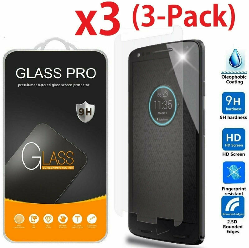 3 Pack Tempered Glass Screen Protector Saver For Motorola Droid Turbo 2