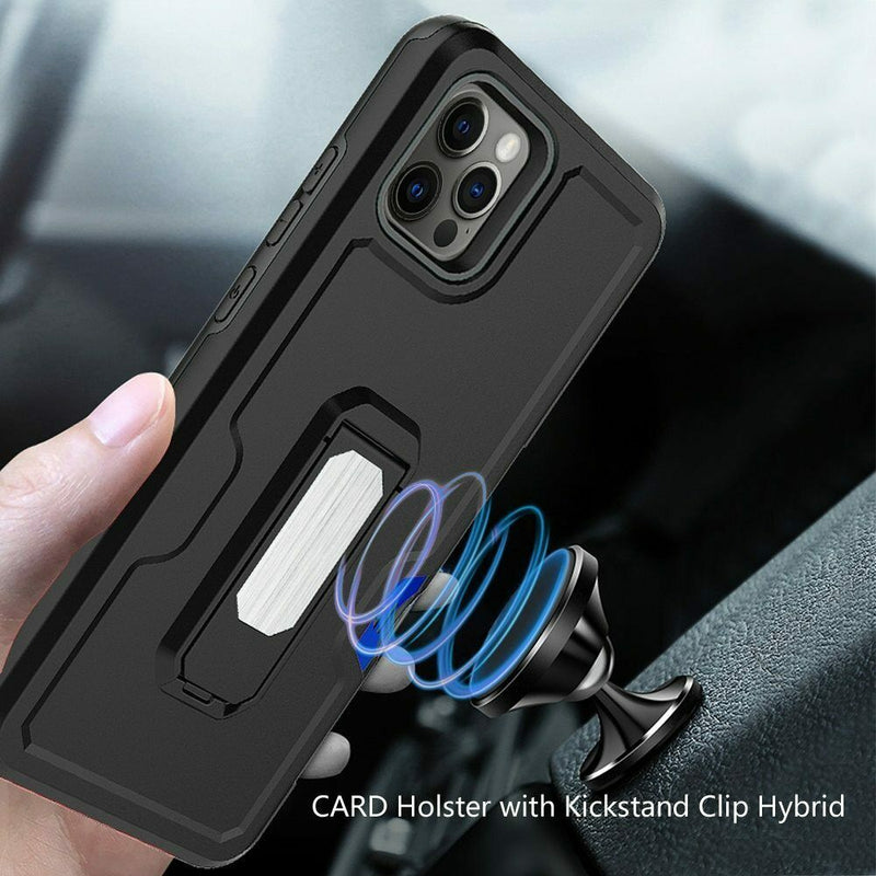 For Iphone 12 Pro 6 1 Only Card Holster Kickstand Clip Hybrid Case Cover Black