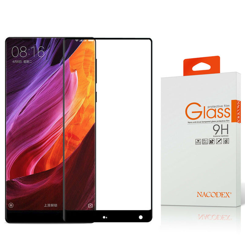 Nacodex For Xiaomi Mix 2 Full Cover Tempered Glass Screen Protector Black
