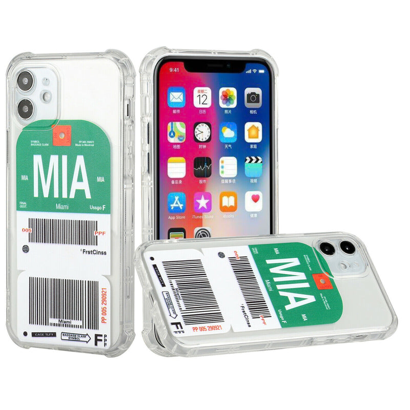 For Iphone 12 Pro 6 1 Only Boarding Pass Transparent Shockproof Cover Case Miami