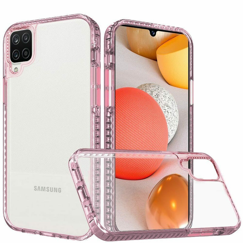 For Samsung A42 5G Thick Diamond Edged Colorful Buttons Case Rose Gold Pink