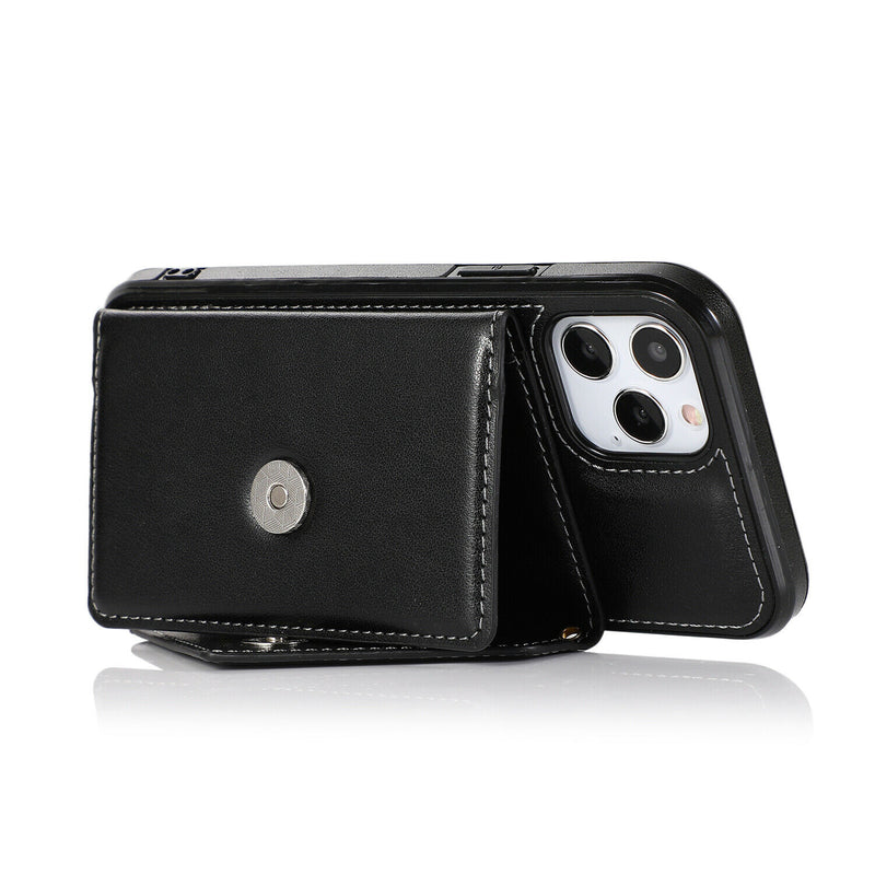 For Iphone 12 Pro 6 1 Only Elegant Wallet Case Id Money Holder Case Cover Black