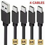 4 Pack 6Ft Usb C Cable Type C Fast Charger For Samsung Galaxy A10E A70 A71 Blk