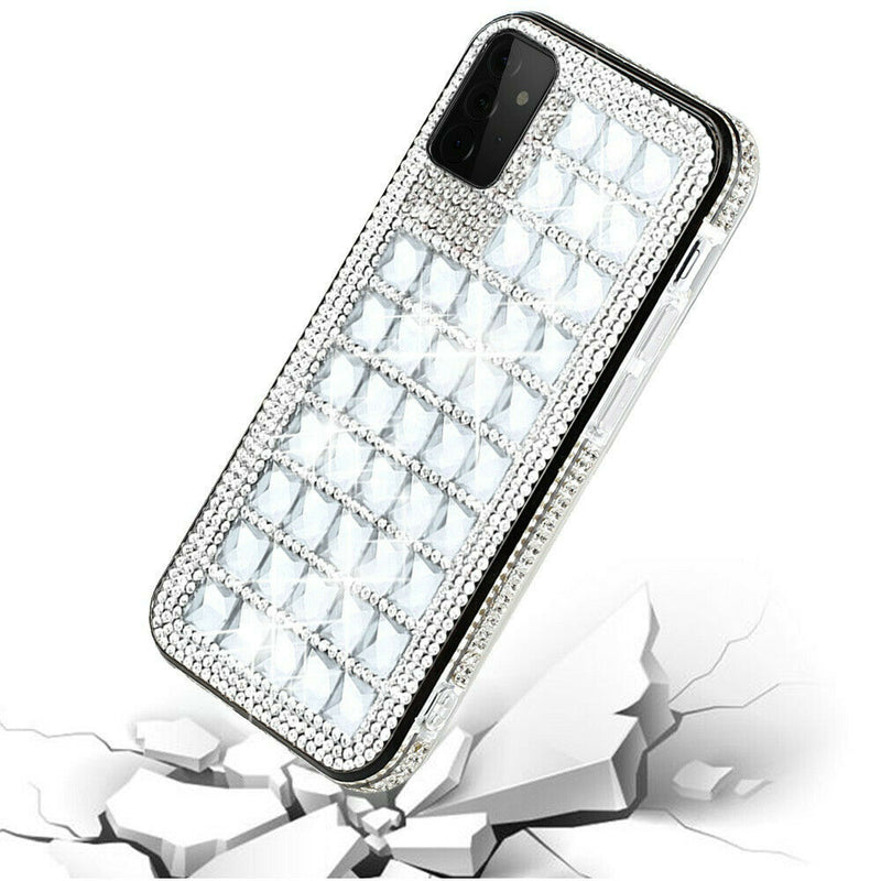 For Samsung Galaxy A52 5G Bling Diamond Shiny Crystal Case Cover Silver