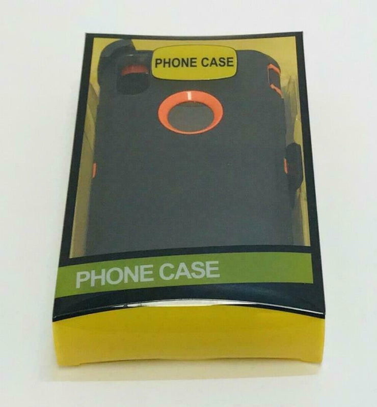 For Iphone Xr Heavy Duty Case Cover With Belt Clip Black Orange