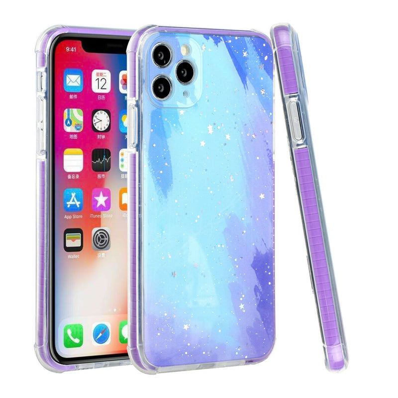 For Apple Iphone Xr Holi Colorful Epoxy Glitter Hybrid Tpu Case Cover C