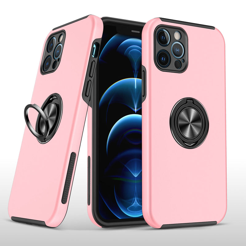 For Apple Iphone Xr Chief Oil Painted Magnetic Ring Stand Hybrid Case Cover Pink