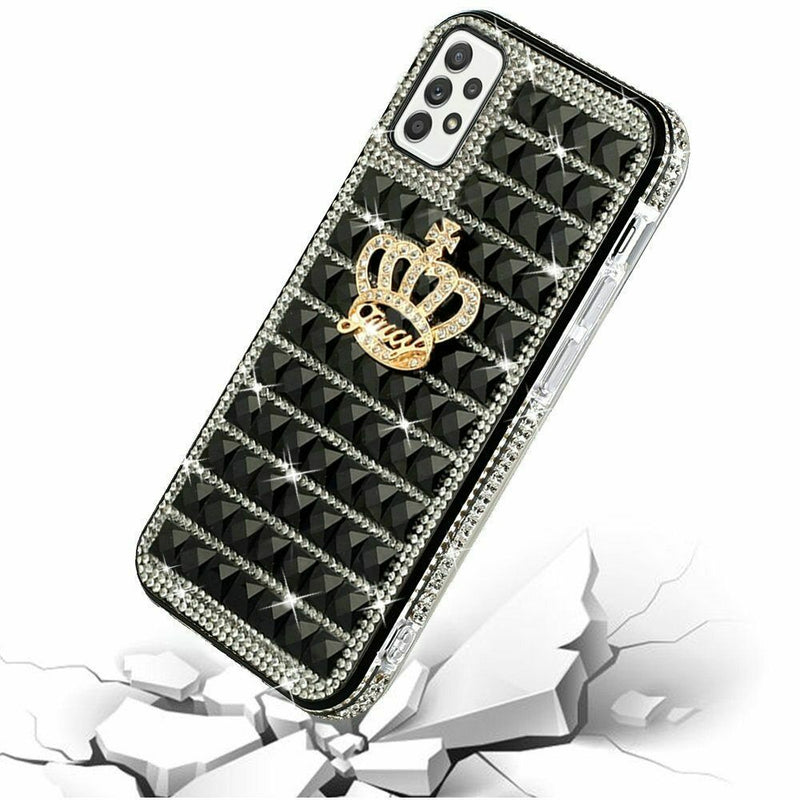 For Samsung Galaxy A52 5G Trendy Fashion Design Hybrid Case Cover Crown On Black