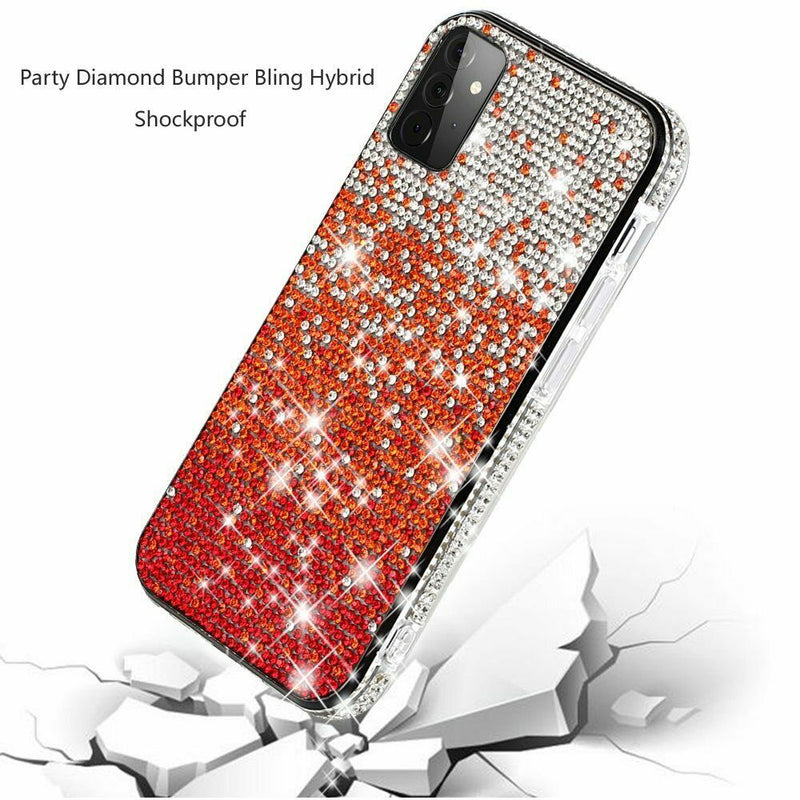 For Samsung Galaxy A52 5G Party Diamond Bumper Bling Hybrid Case Cover Red