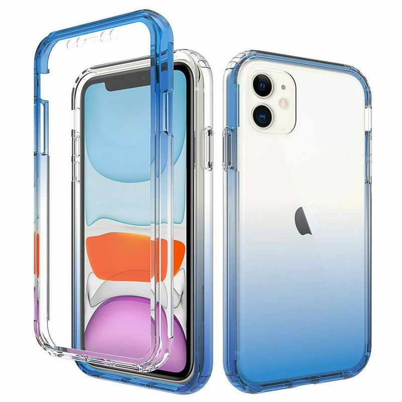 For Apple Iphone 11 Pro Max Xs Max Two Tone Transparent Shockproof Case Blue