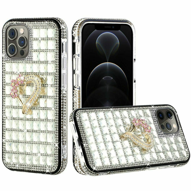 For Iphone 12 Pro Max 6 7 Trendy Fashion Hybrid Case Cover Heart On Silver