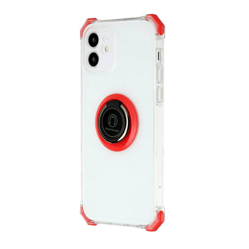 For Iphone 12 Strong 2 0Mm Colored Bumper Shatterproof Magnetic Ringstand Red