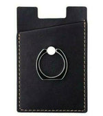 Leather Credit Card Holder Cell Phone Wallet Ring Pocket Sticker For Iphone Blk