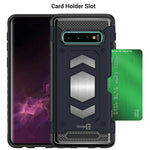 Navy Blue Magnetic Credit Card Holder Phone Case For Samsung Galaxy S10 Plus