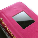 For Microsoft Lumia 550 Wallet Case Hot Pink Purse Quilted Bag Mirror Pouch