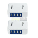 2Pcs 3 1A 4 Port Usb Portable Home Travel Wall Charger Us Plug Ac Power Adapter