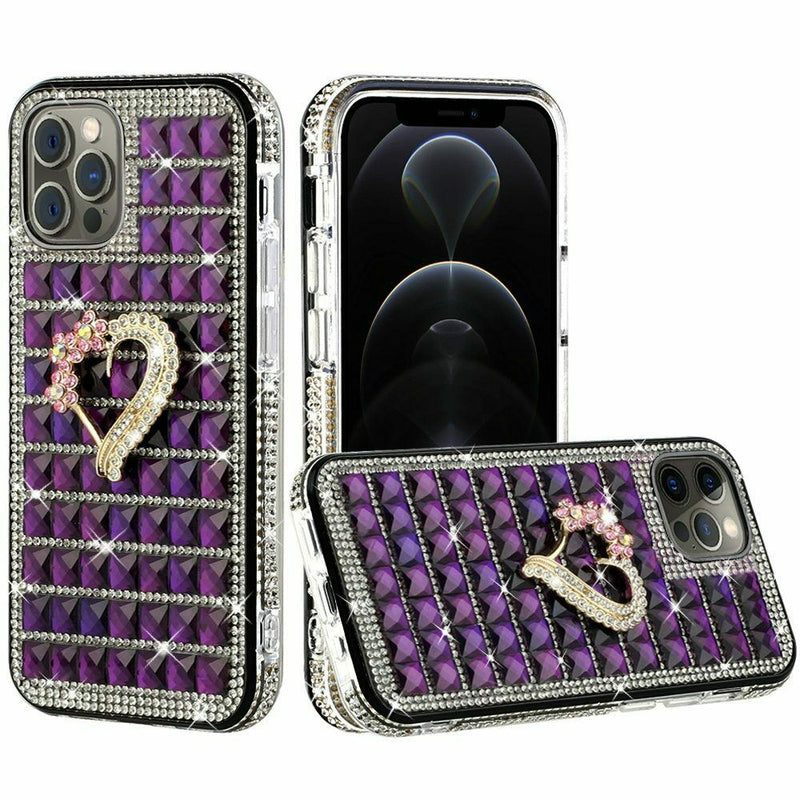 For Iphone 12 Pro 6 1 Only Trendy Fashion Hybrid Case Cover Heart On Purple