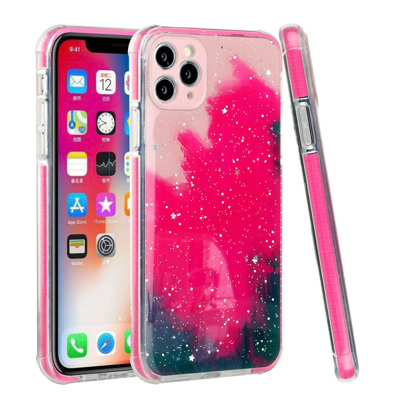 For Iphone 12 Pro Max 6 7 Holi Colorful Epoxy Glitter Hybrid Tpu Case Cover B
