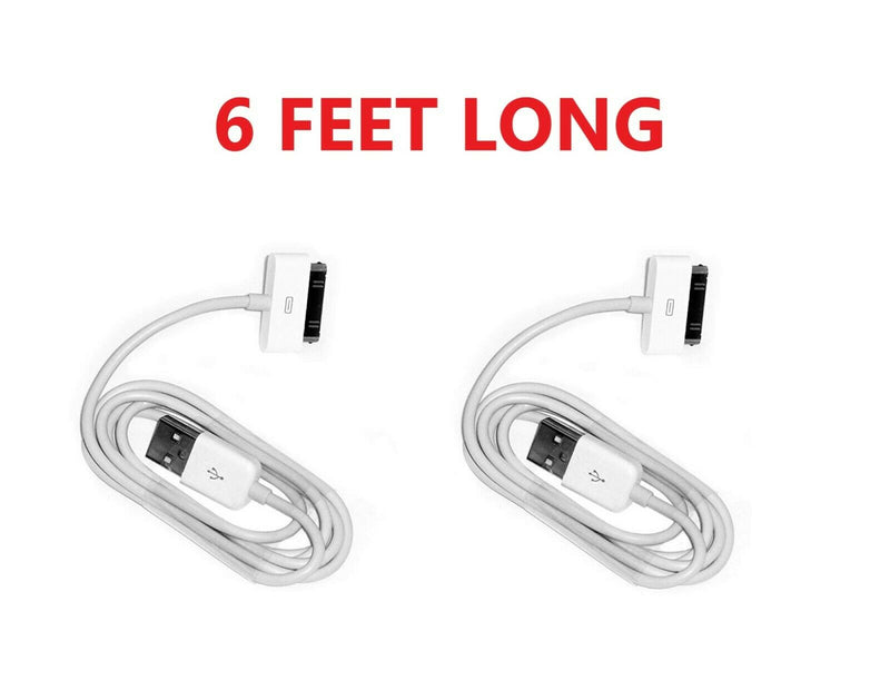 2Pack Usb Charger Cable 6Ft Sync Data Charging Cord Apple Iphone 4 4S Ipad Ipod