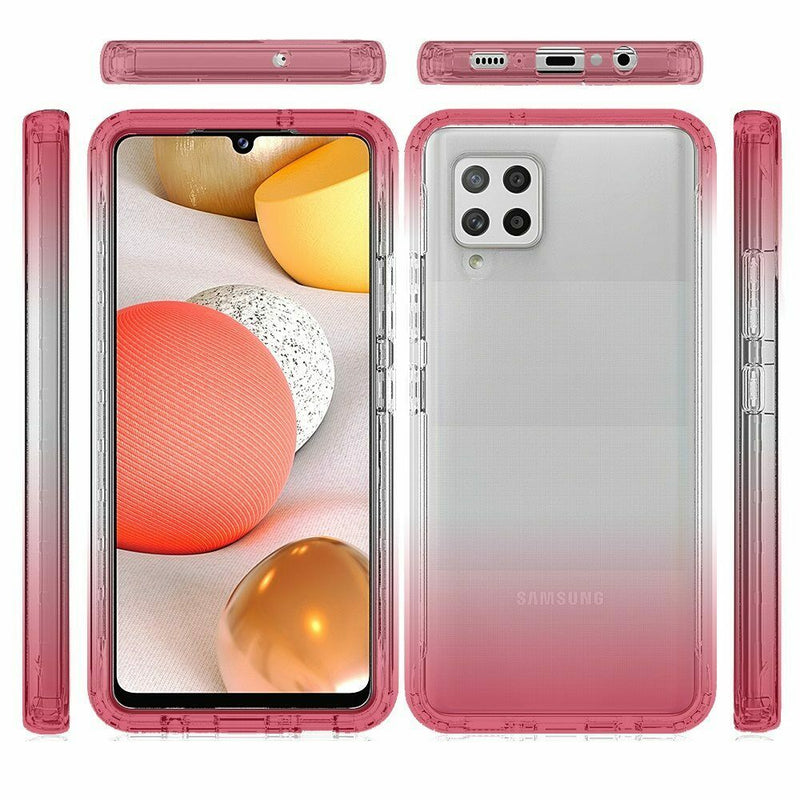 For Samsung A42 5G Two Tone Transparent Shockproof Case Cover Red