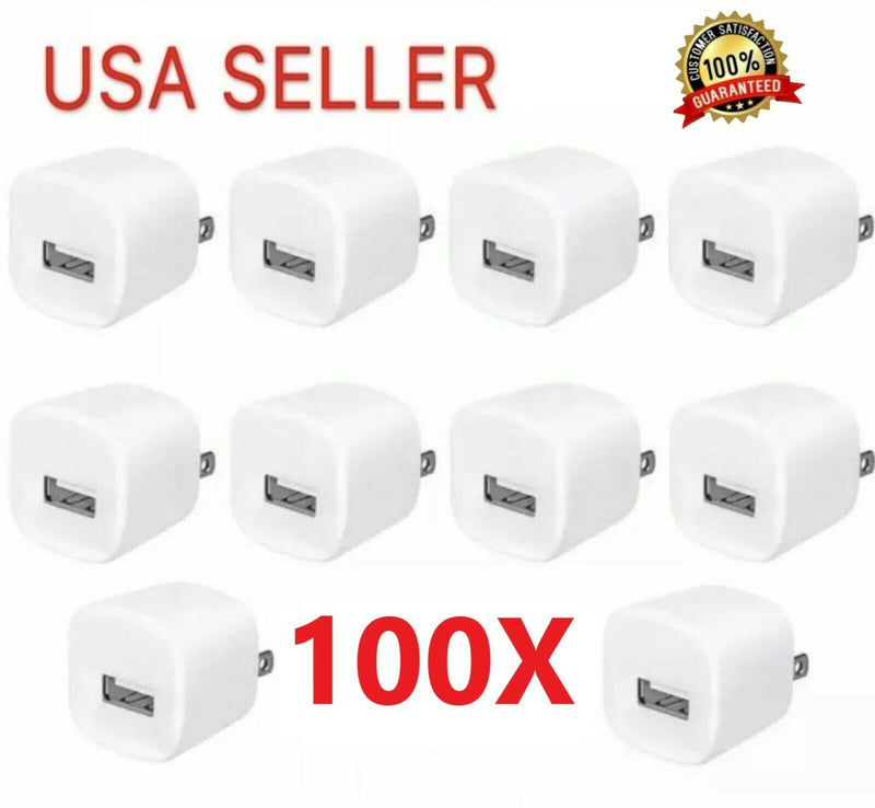 100X 1A Usb Power Adapter Ac Home Wall Charger Us Plug For Iphone 5 6 7 8 X Wht