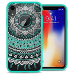 Teal Mandala Design Hybrid Slim Fit Back Cover Phone Case For Apple Iphone Xr