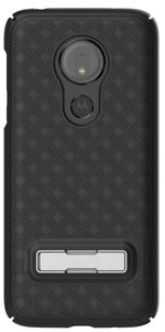 For Moto G7 Power Case With Kickstand Belt Clip Holster Thin Cover Black