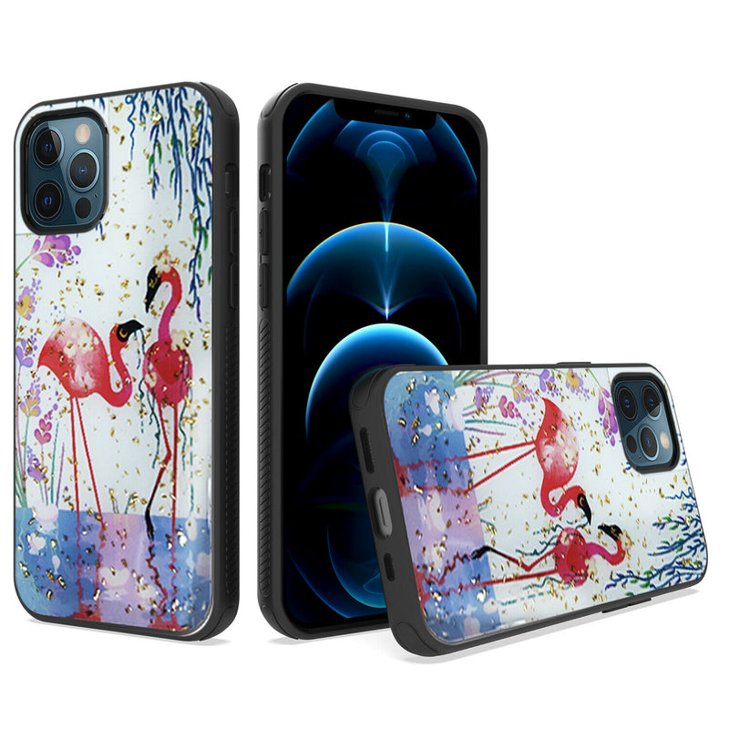 For Apple Iphone 8 Plus 7 Plus Glitter Printed Hybrid Cover Case Pair Flamingo