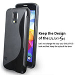 Ultra Thin S Type Tpu Case Cover Clear Screen Protector For Galaxy S5 Black